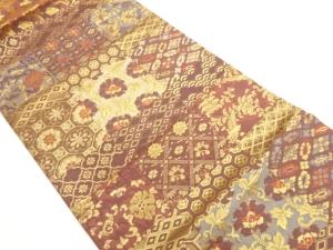 花唐草・蜀江華紋・古典柄・鳥模様織出し名古屋帯